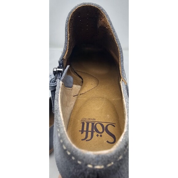 Sofft Amberly Laser-Cut Suede Ankle Booties Size 7.5 Stacked Block Heel Blue - Picture 15 of 15